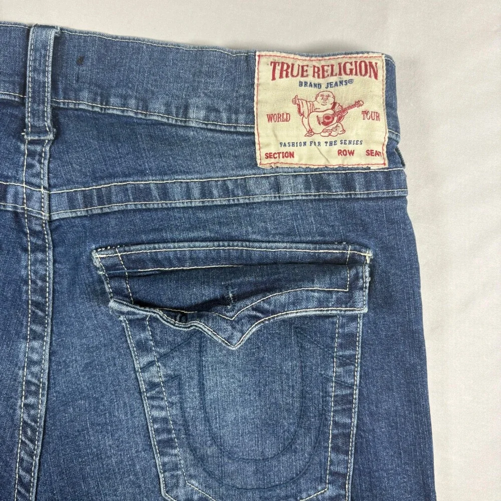 True Religion Geno Relaxed Slim Jeans Mens 38 Blue Denim Flap Pocket Y2K Street